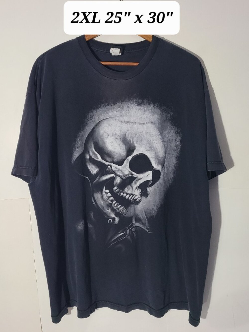 Vintage Y2K Ghost Rider Mad Engine Big Face Black Faded/Distressed 2XL T-Shirt